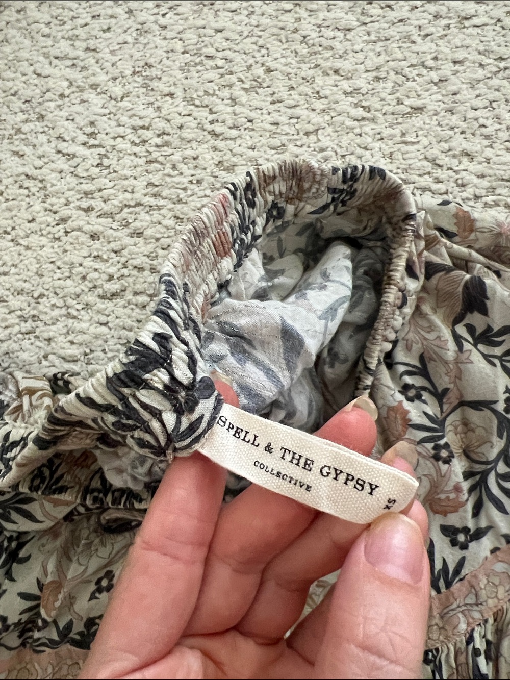 Spell Boho Tie-Front top and maxi skirt in Beige Floral - Picture 4 of 5